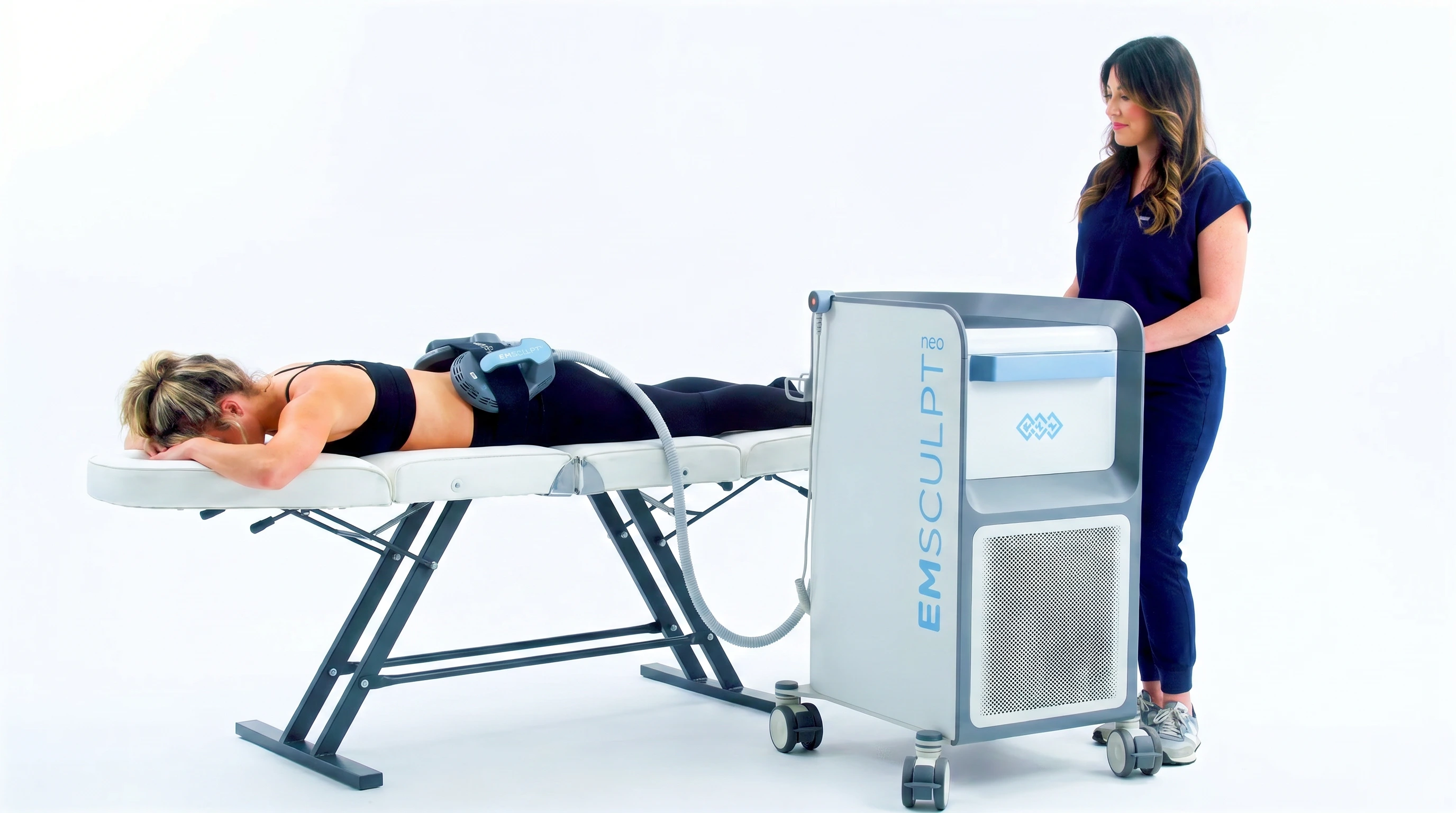 Emsculpt Neo treatment demonstration with professional practitioner